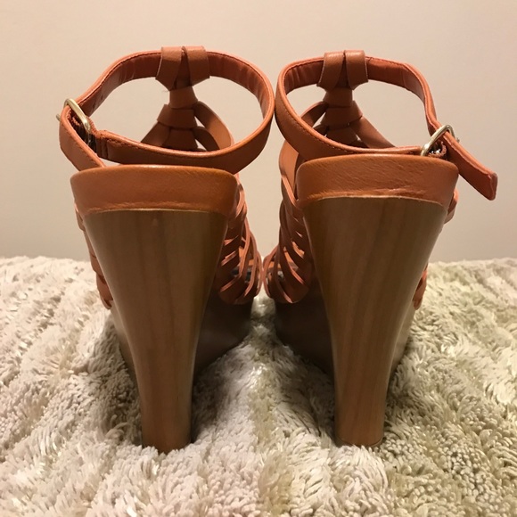 JESSICA SIMPSON Orange Platform Wedges 6.5 - Picture 3 of 5